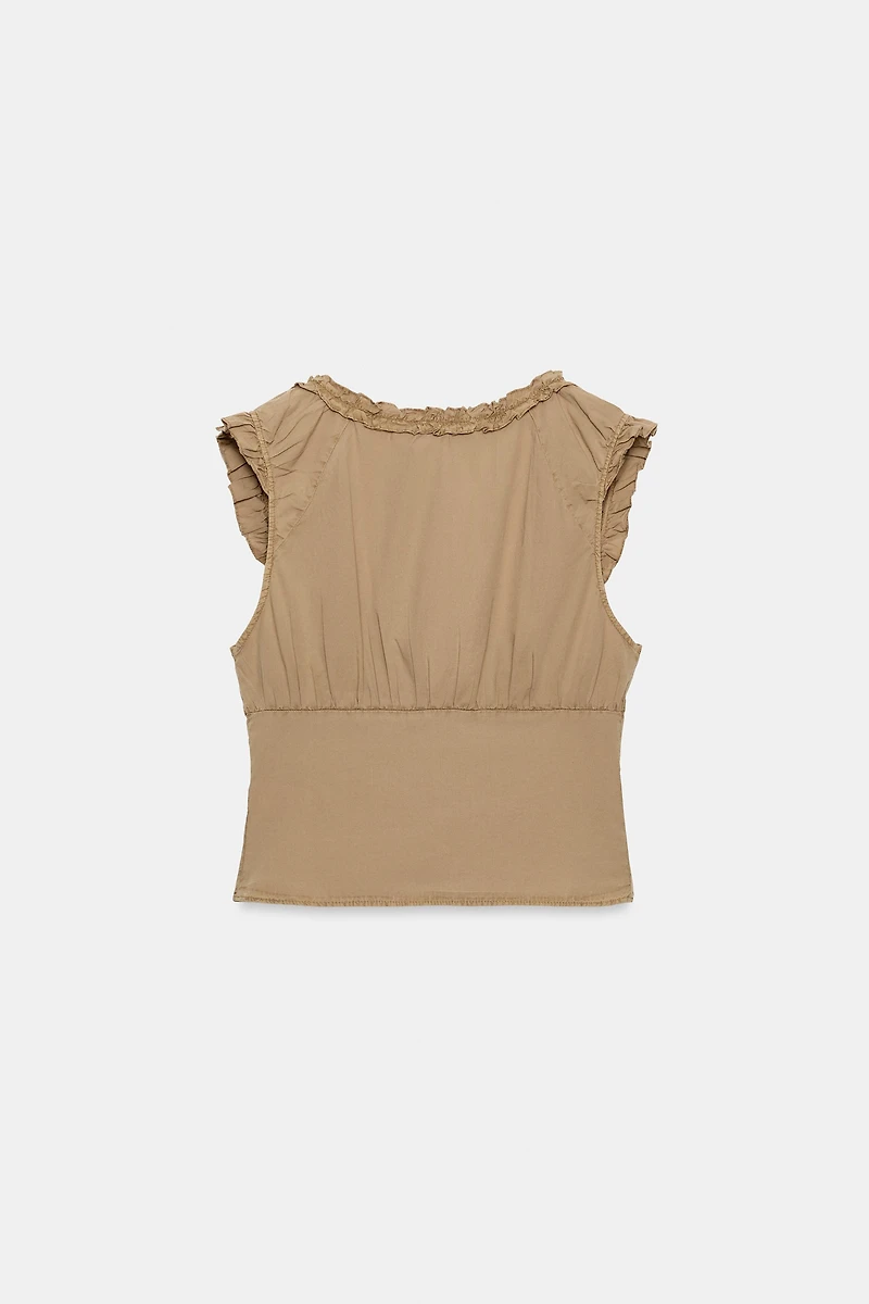 WASHED EFFECT POPLIN TOP