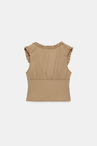 WASHED EFFECT POPLIN TOP