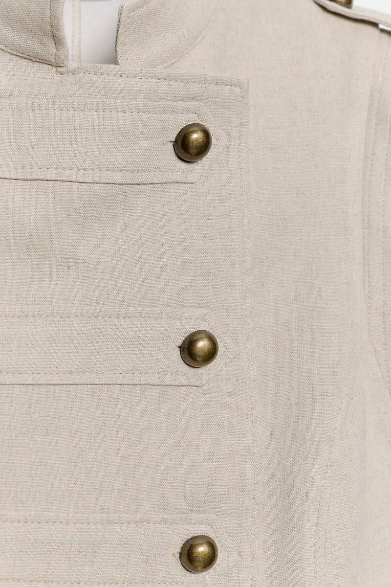 LINEN MINI FIREMAN CLASP DRESS