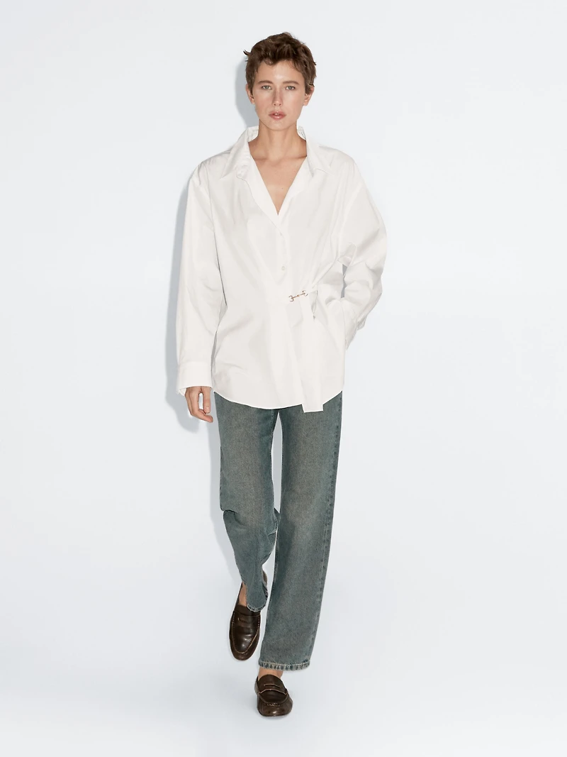 100% cotton poplin shirt with metallic detail