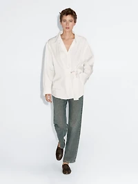 100% cotton poplin shirt with metallic detail