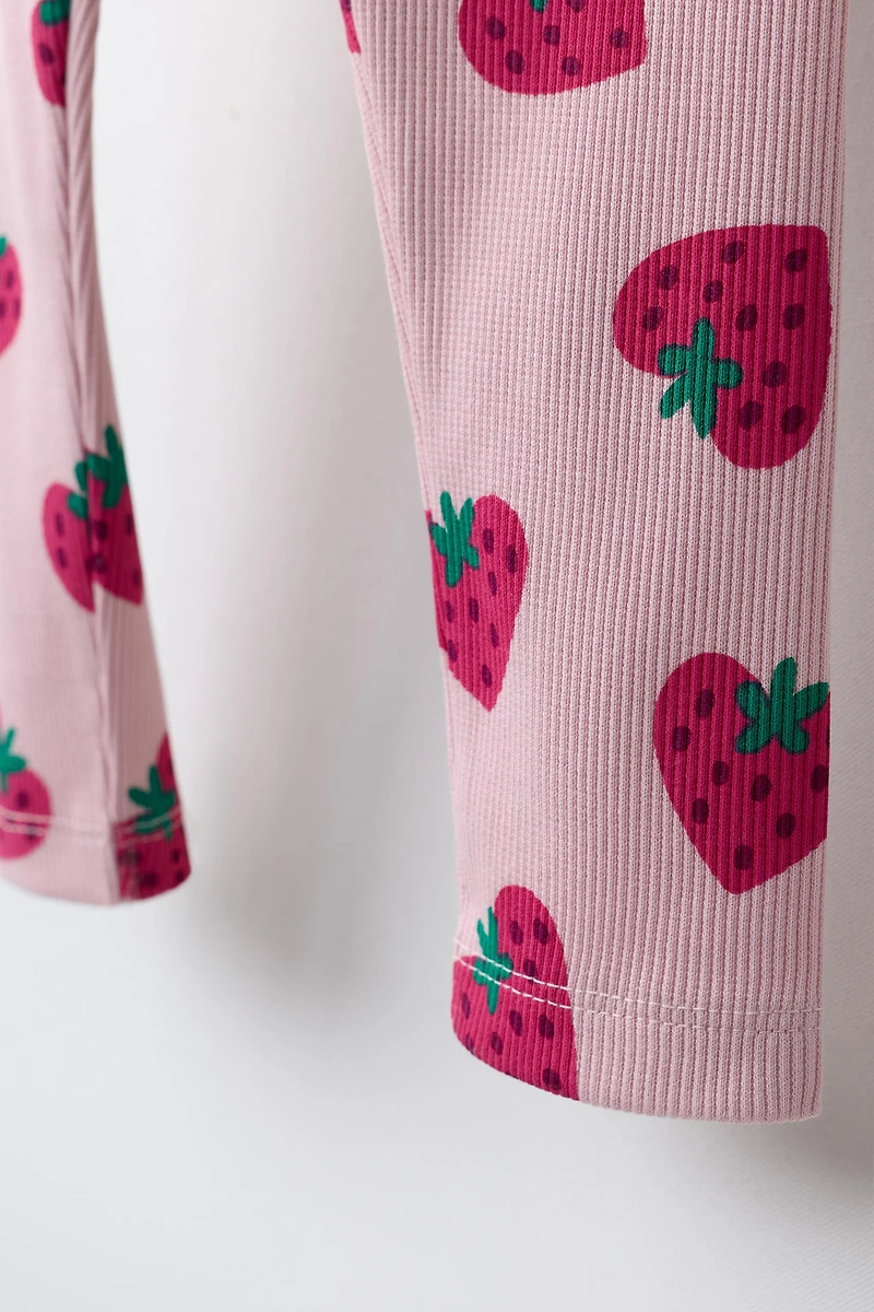 STRAWBERRY RIBBED LEGGINGS