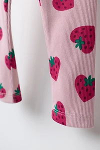 STRAWBERRY RIBBED LEGGINGS