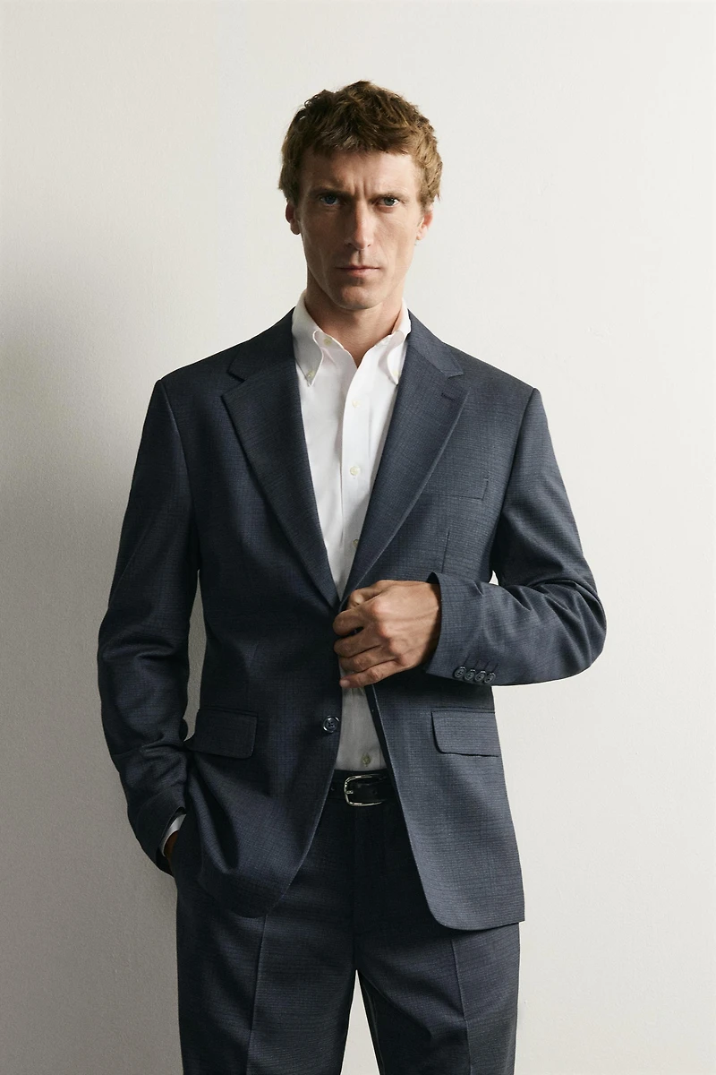 CHECKED REGULAR FIT SUIT BLAZER