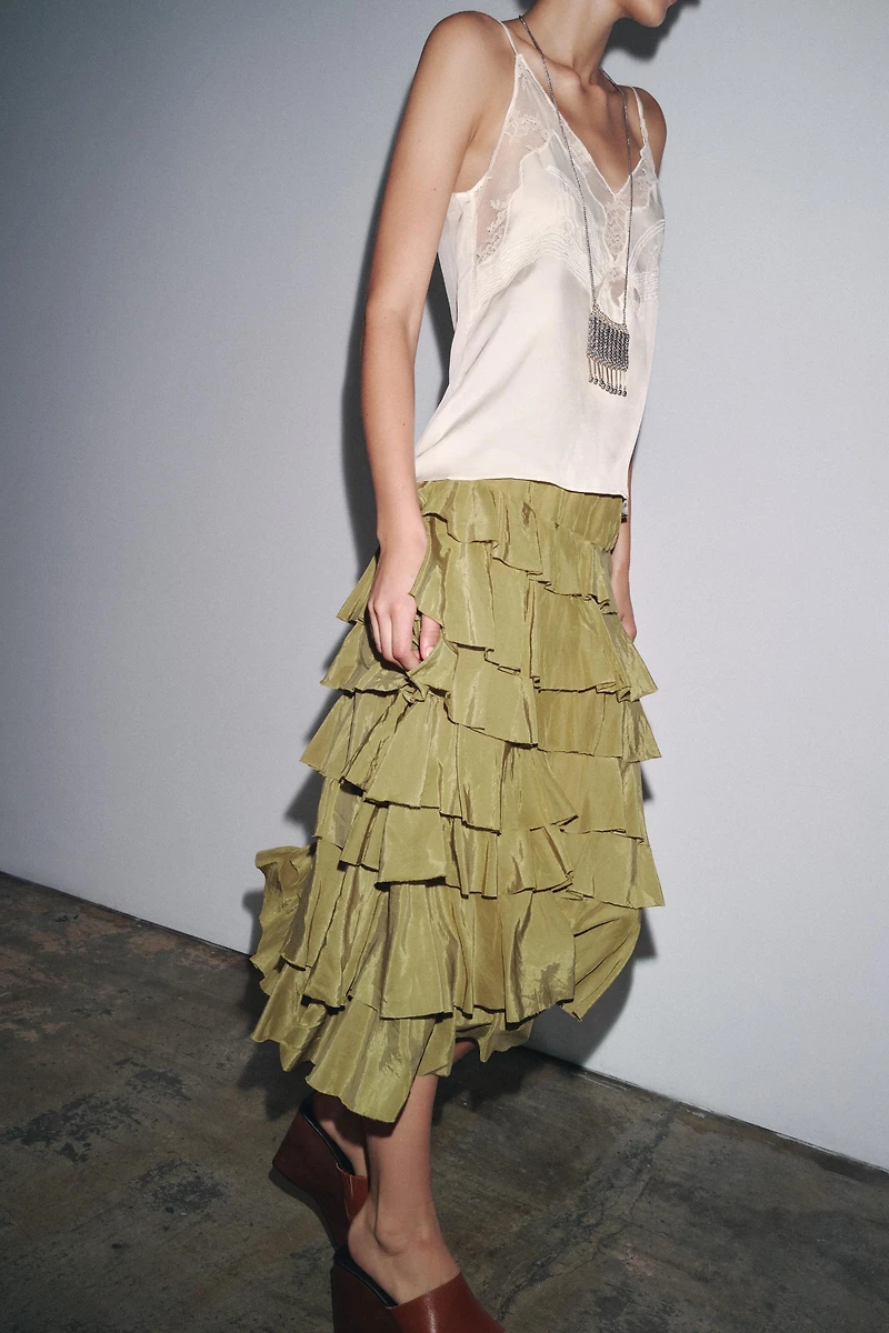 ZW COLLECTION RUFFLED MIDI SKIRT