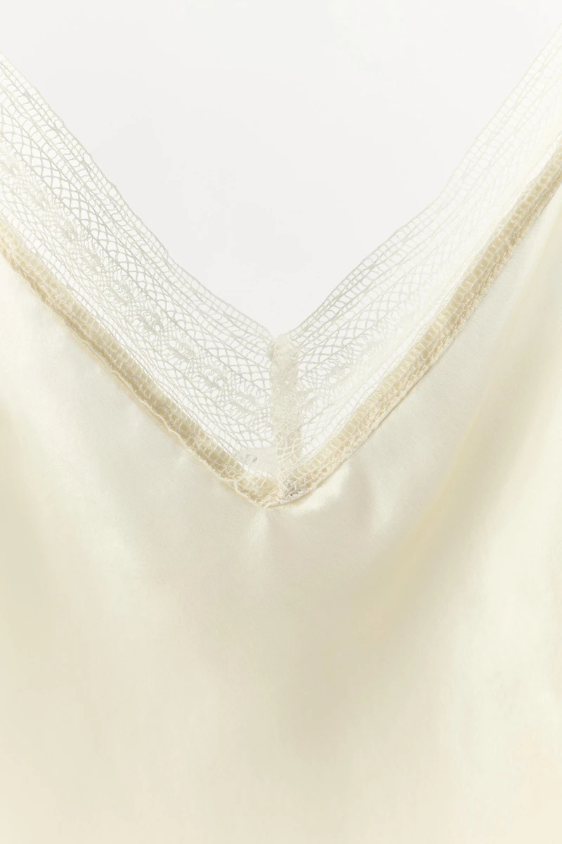 100% SILK LACE TRIM TOP