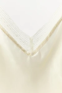 100% SILK LACE TRIM TOP