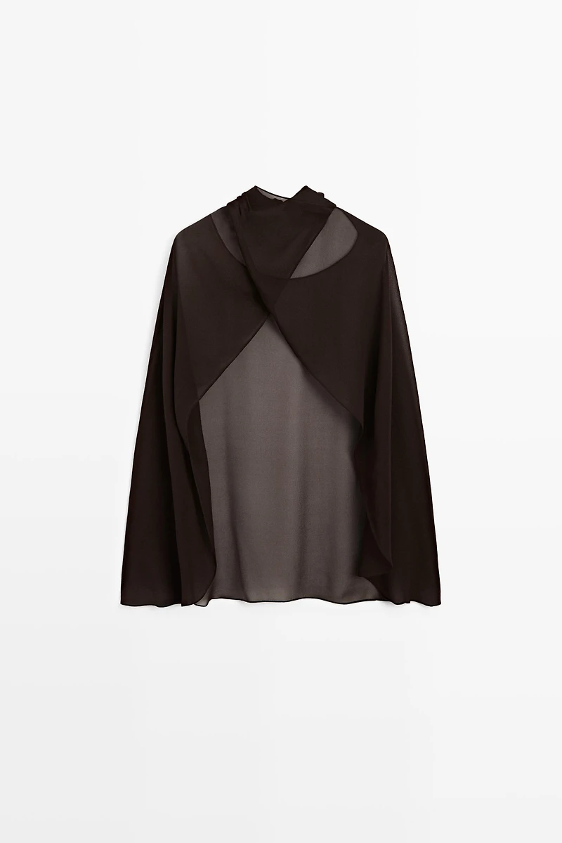 100% mulberry silk crossover cape