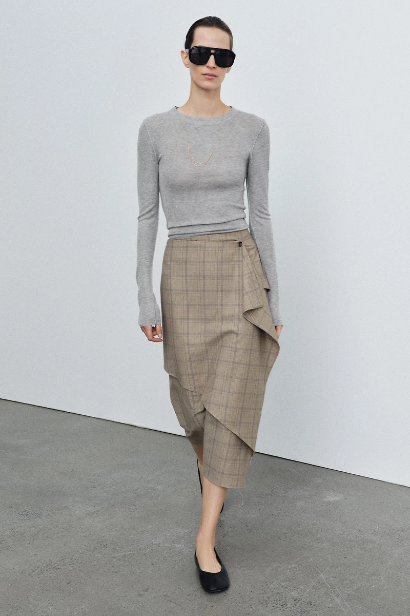 PLAID RUFFLED SKIRT ZW COLLECTION