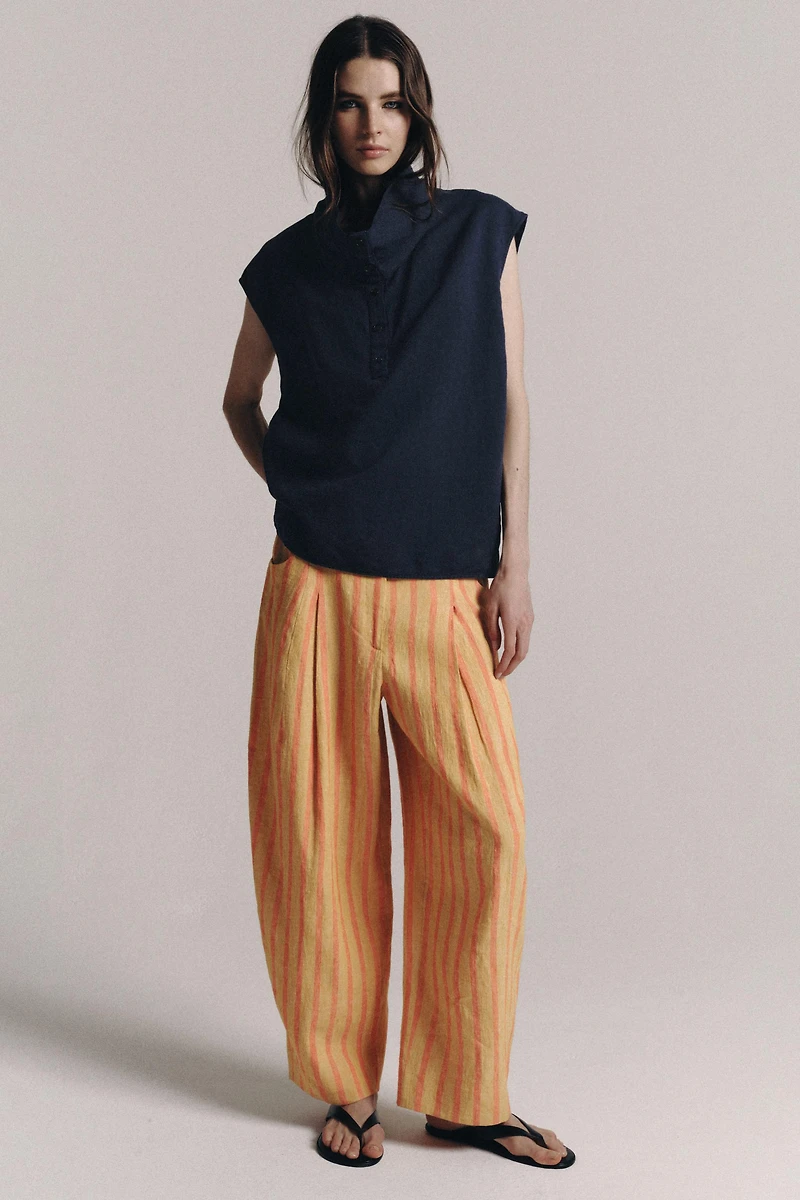 PANTALON RAYURES AVEC LIN ZW COLLECTION