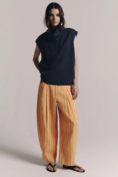 PANTALON RAYURES AVEC LIN ZW COLLECTION