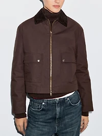 Short jacket with corduroy collar detail