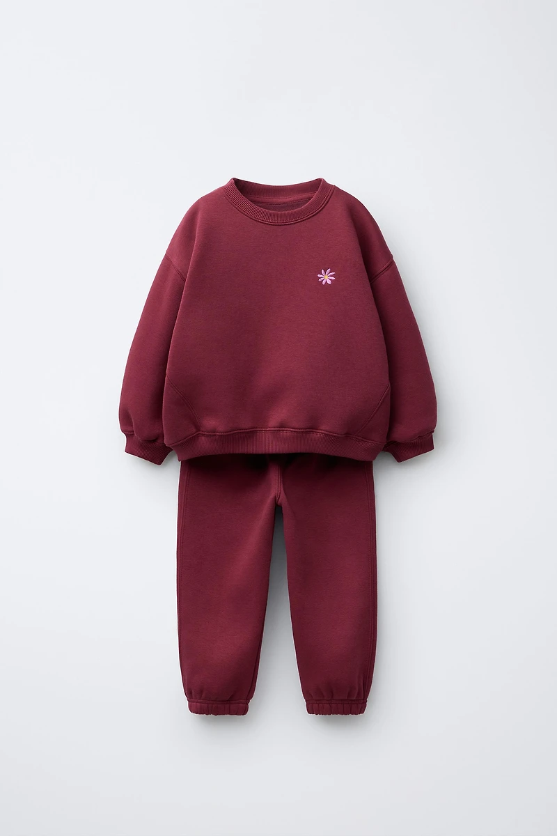 EMBROIDERED SWEATSHIRT AND JOGGER SET