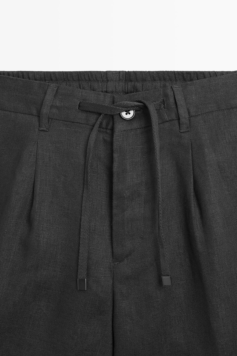 Linen Bermuda shorts with elastic waist
