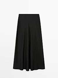 Flowing satin midi skirt