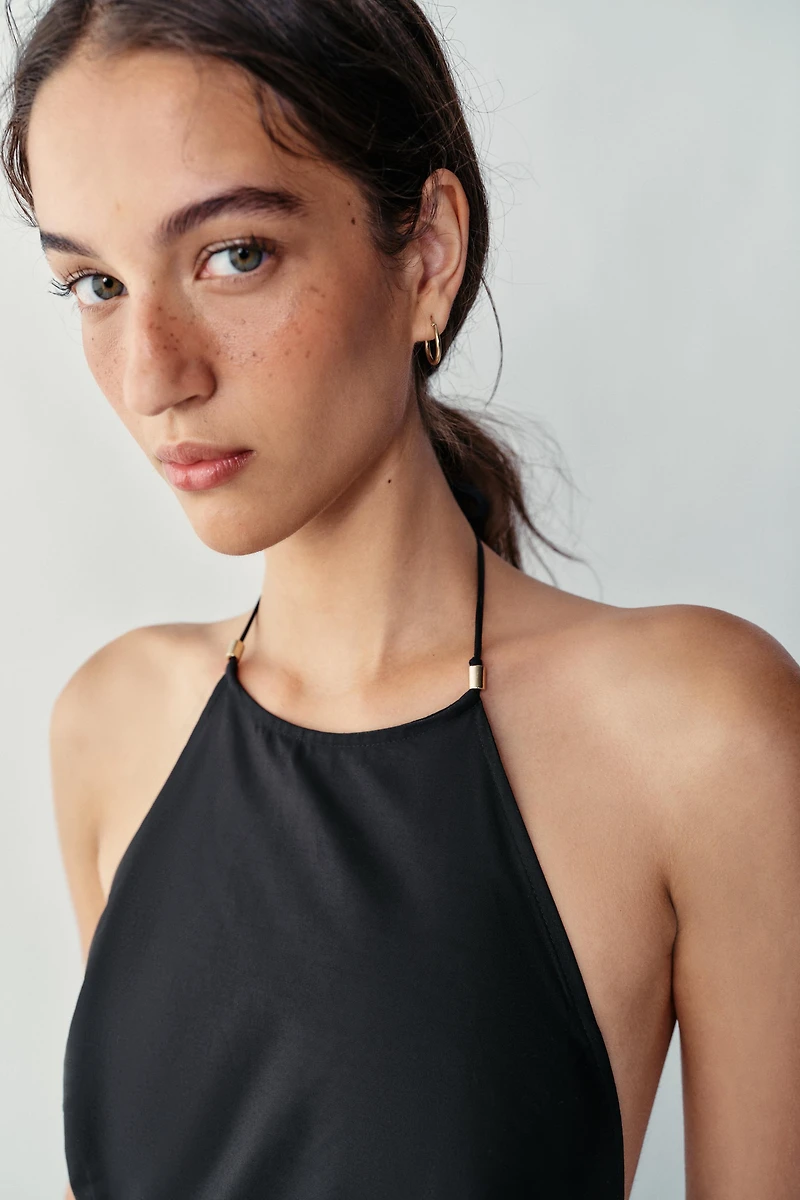 POPLIN MIDI DRESS