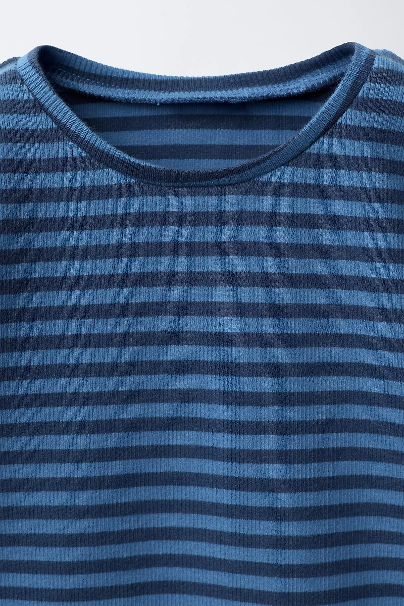 WOVEN STRIPED T-SHIRT