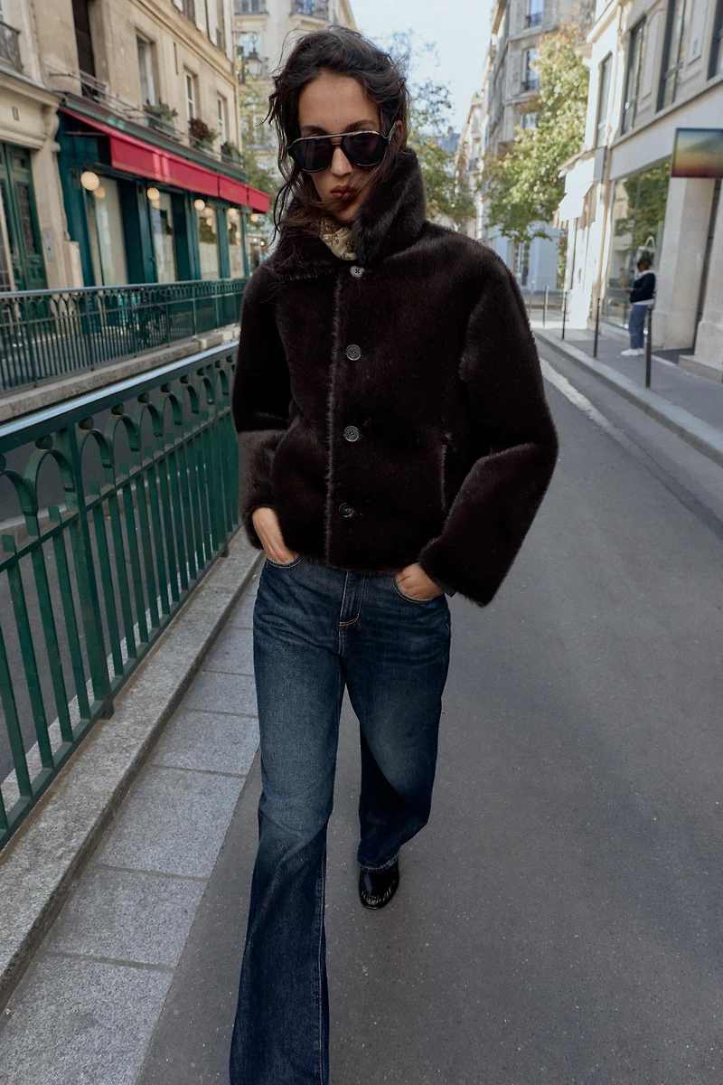 REVERSIBLE DOUBLE FACED FAUX LEATHER JACKET