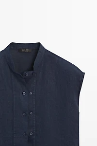 Flowing 100% linen shirt with button detail