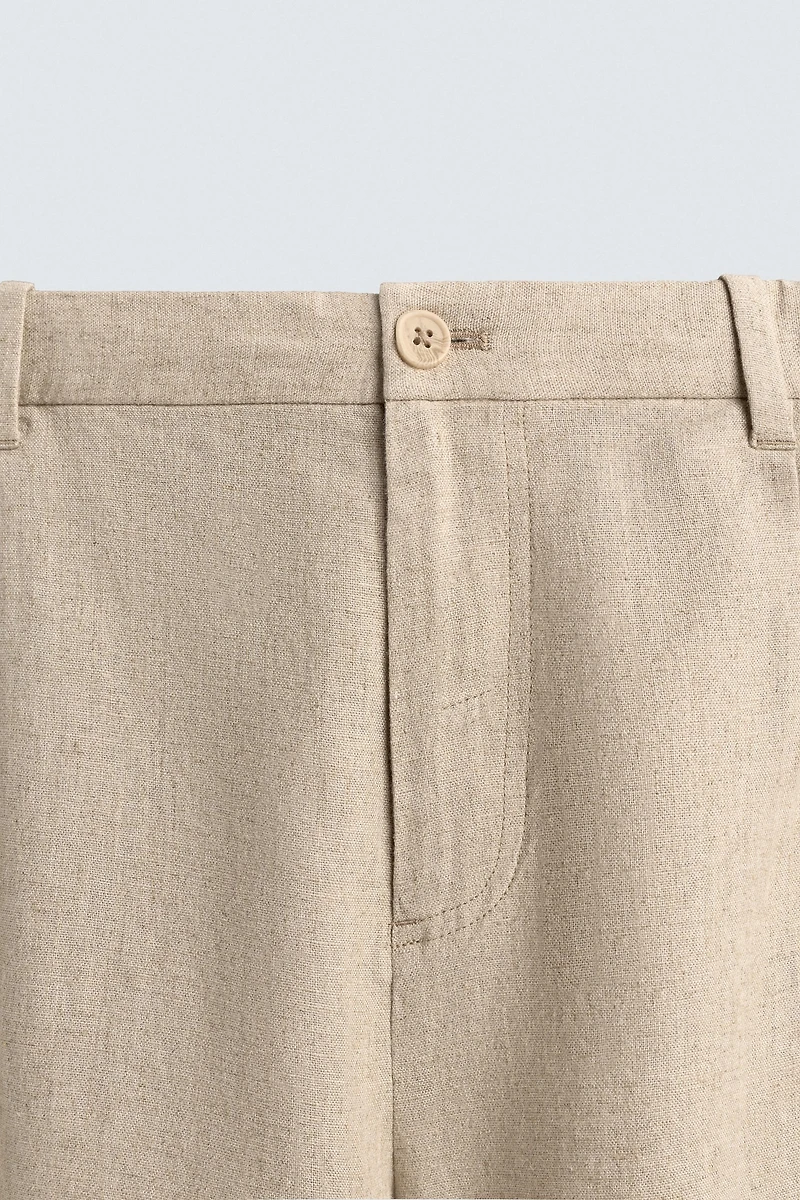 RELAXED FIT LINEN BLEND SHORTS
