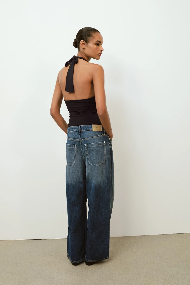 DRAPED POLYAMIDE BODYSUIT