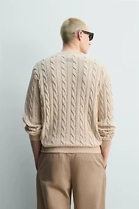 PULL À TRESSES EN MÉLANGE DE COTON