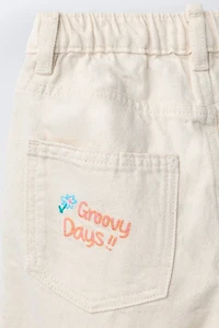 PANTALON SERGÉ BARREL BRODERIES