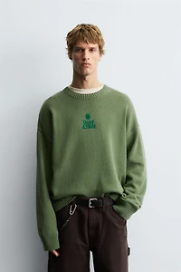 PRINTED BOXY FIT SWEATER