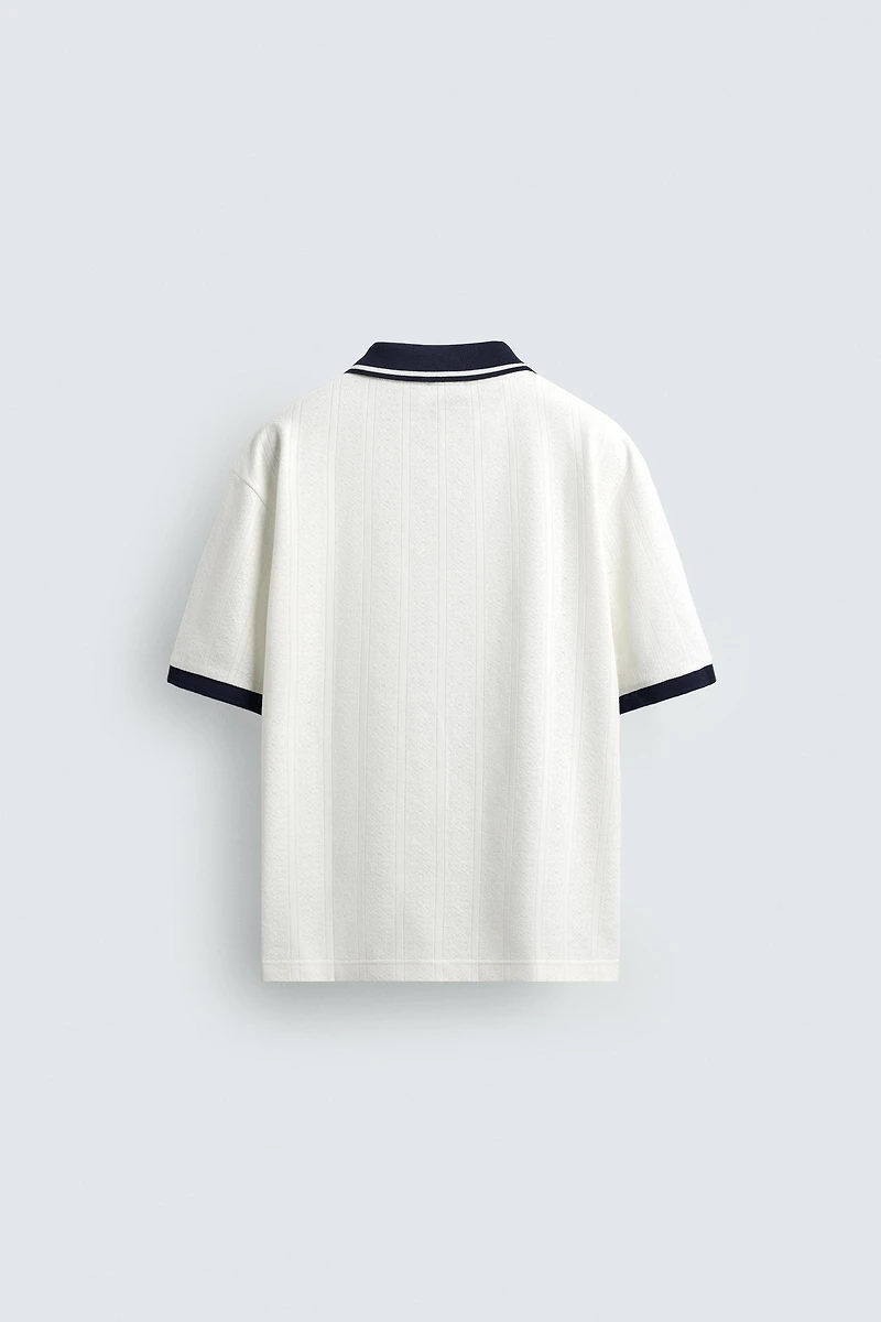 EMBROIDERED VERTICAL JACQUARD POLO