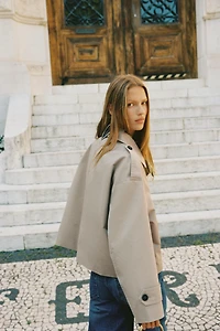 DOUBLE BREASTED SHORT TRENCH COAT