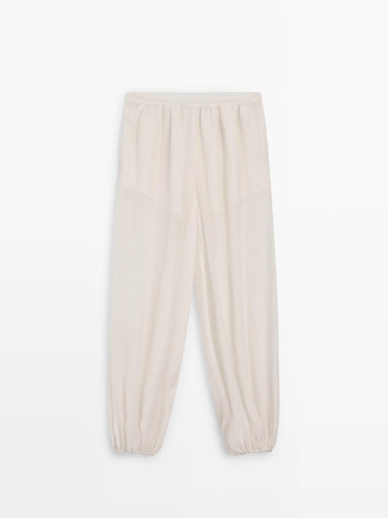 Flowing sarouel trousers with pleated detail