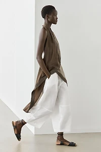 Flowing linen blend pants with seams