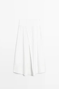 Midi skirt with yoke and pleated detail