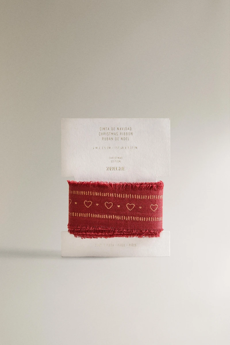 CHRISTMAS HEART FRINGE GIFT RIBBON
