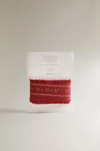 CHRISTMAS HEART FRINGE GIFT RIBBON