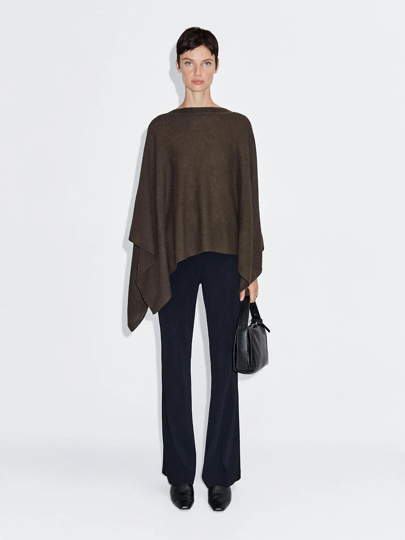 100% wool asymmetric knit cape