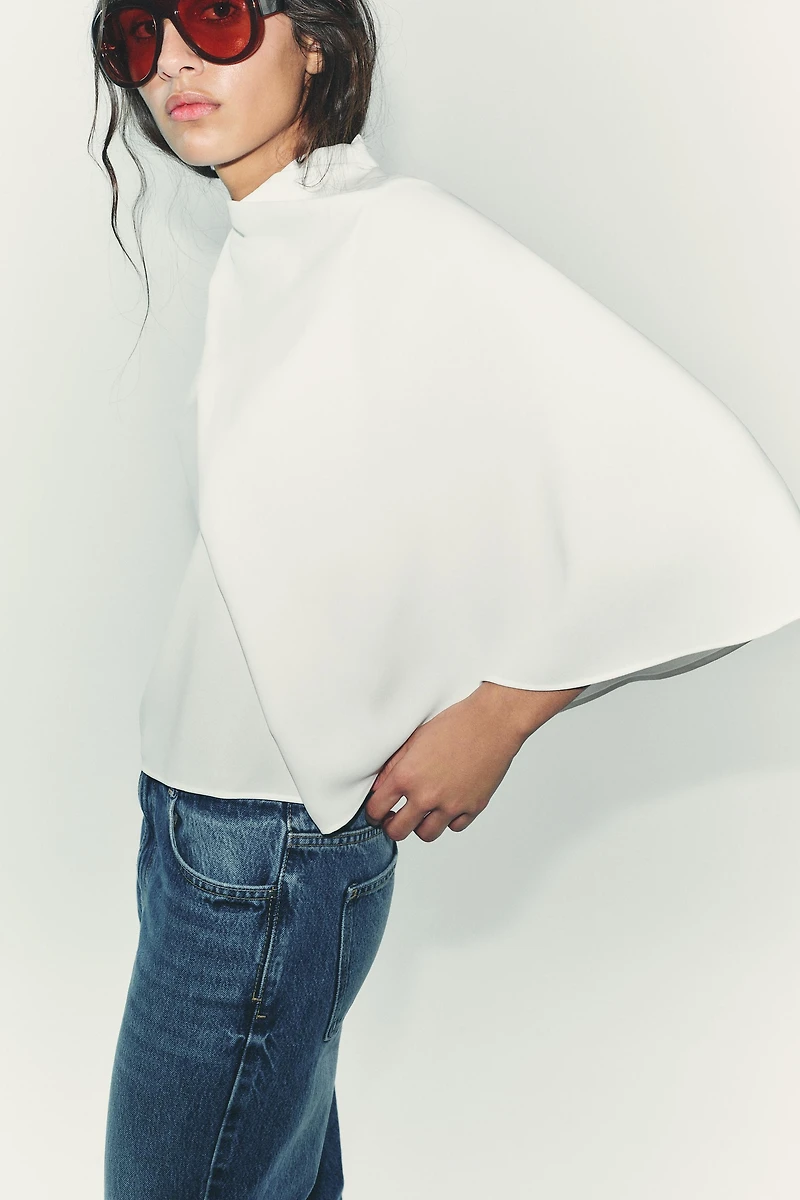 ASYMMETRIC CREPE CAPE TOP