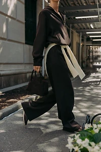 ELASTIC WAIST WIDE LEG PANTS