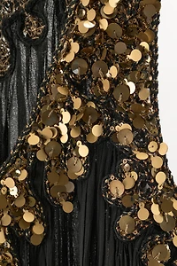 PLEATED SEQUIN GEORGETTE DRESS