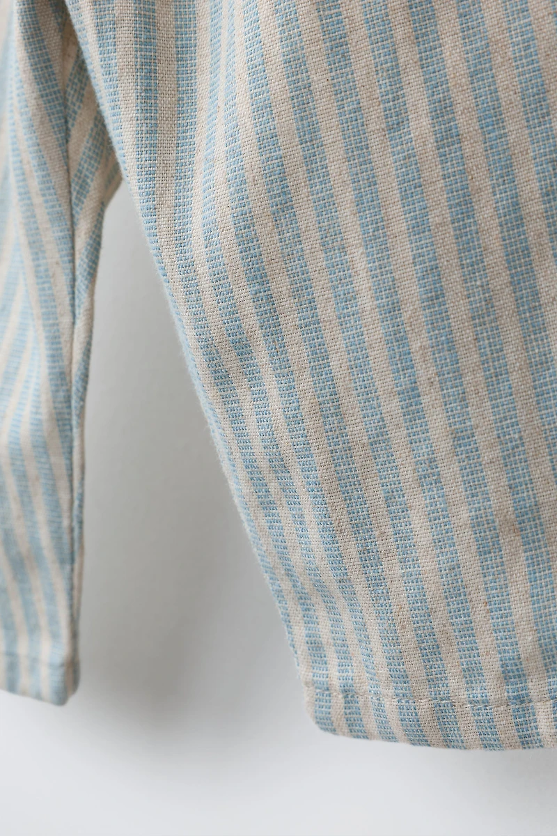PANTALON RAYURES COTON ET LIN