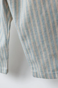 PANTALON RAYURES COTON ET LIN