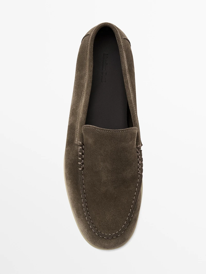 Mocassins souples en croûte de cuir