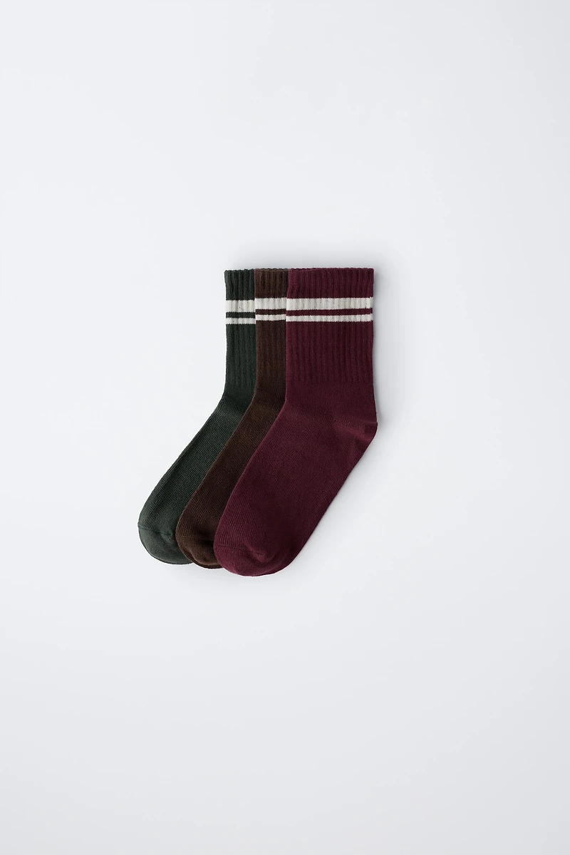 LOT DE TROIS CHAUSSETTES LONGUES À BANDES