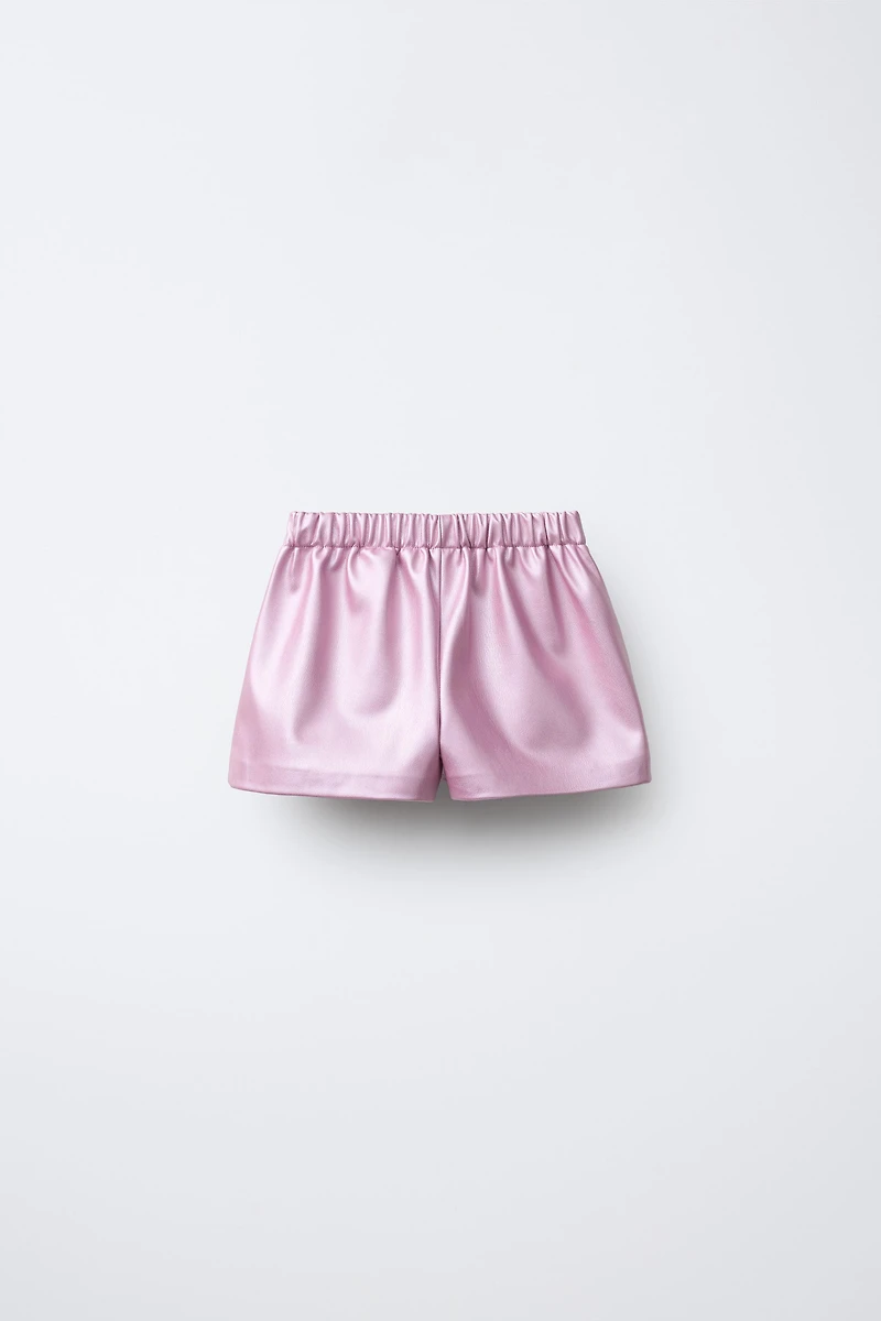 METALLIC FAUX LEATHER HEART SKORT