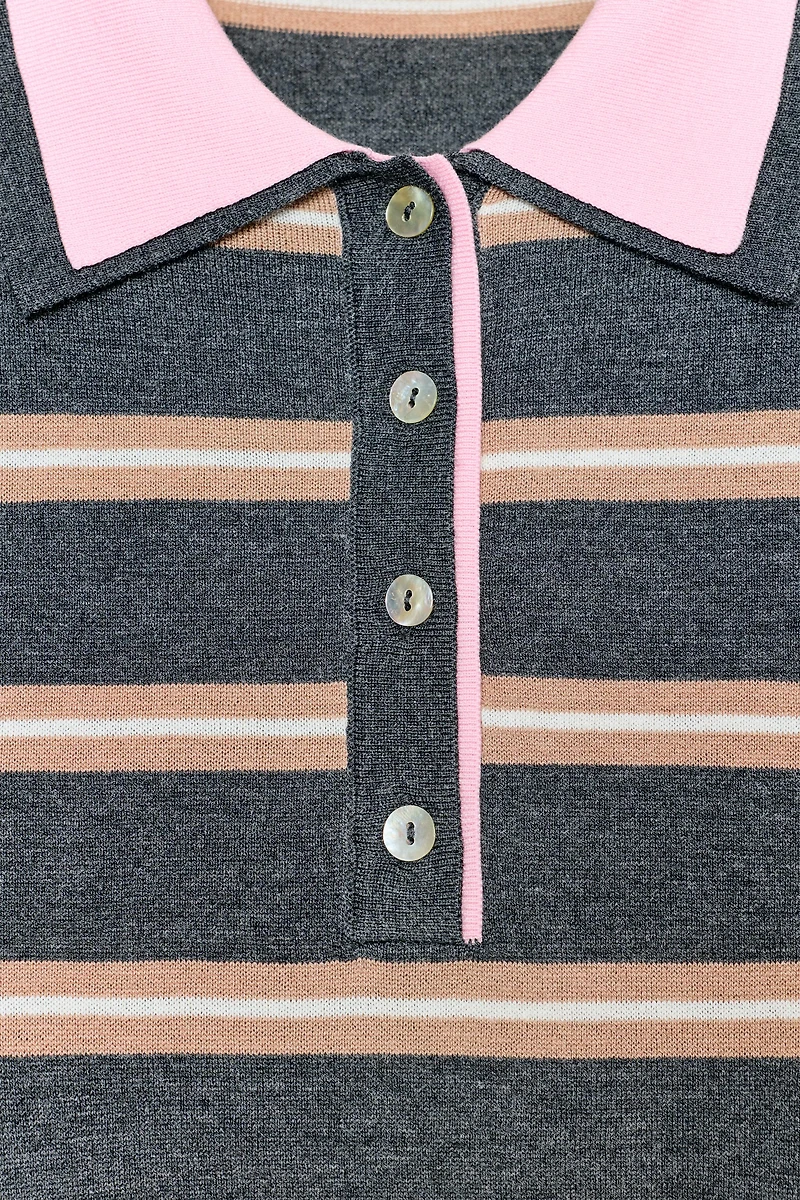 POLO EN MAILLE BIMATIÈRE À RAYURES
