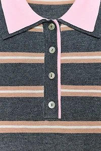 POLO EN MAILLE BIMATIÈRE À RAYURES
