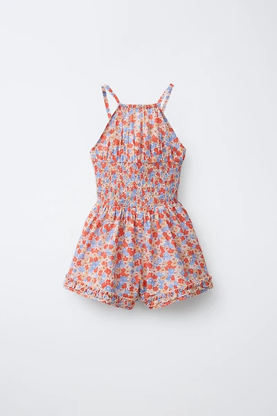 SHORT RUFFLED FLORAL JUMPSUIT