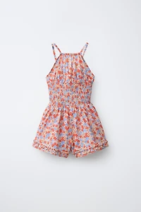 SHORT RUFFLED FLORAL JUMPSUIT