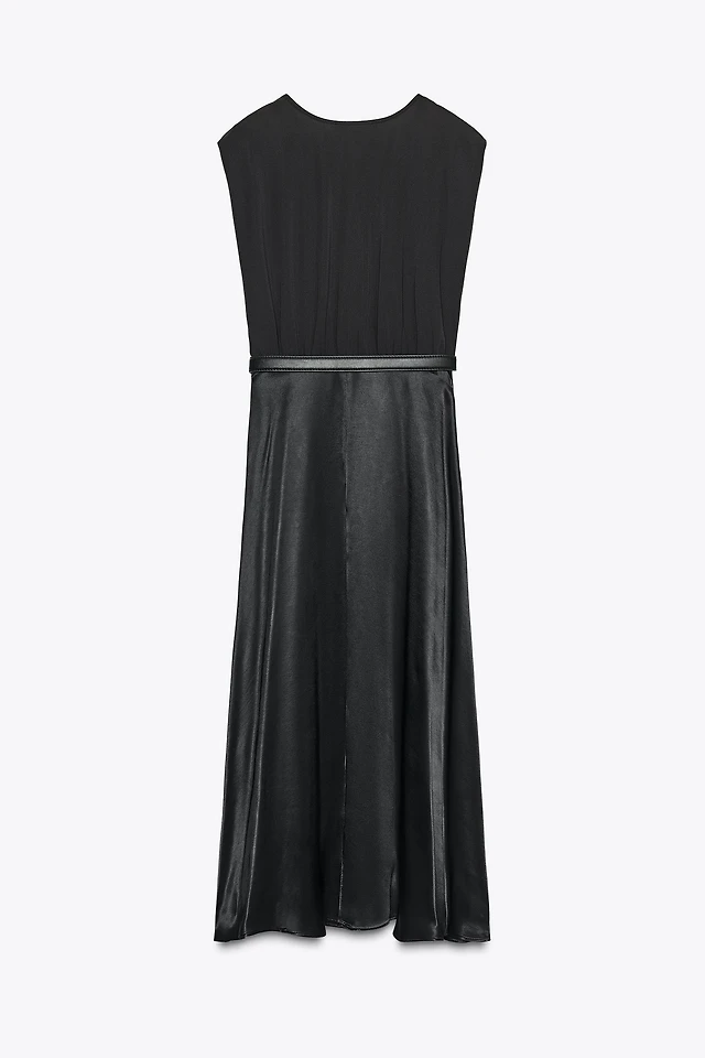 Zara BELTED COMBINATION MIDI DRESS | Place Rosemre