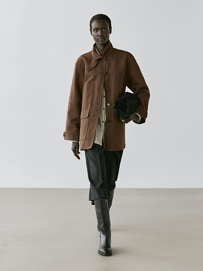 Cotton blend jacket with pockets